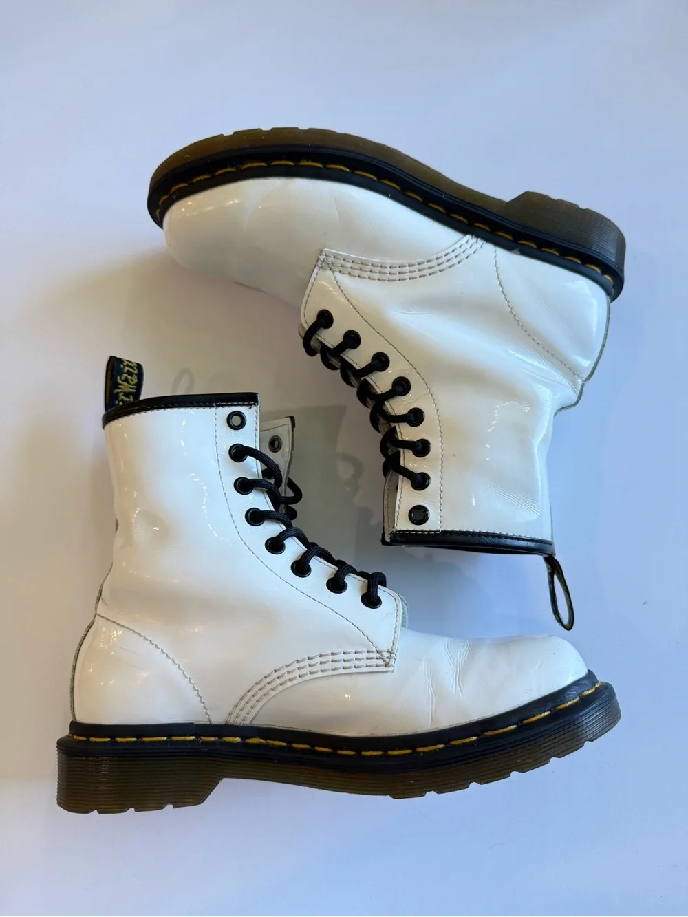 Dr. Martens 1460 White Patent Leather Combat Boots Women’s 7/38 8 Eye Lace Up